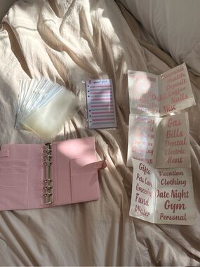 Pink Faux Leather budget book Ring Binder Planner Organizer - Brand Unspecified